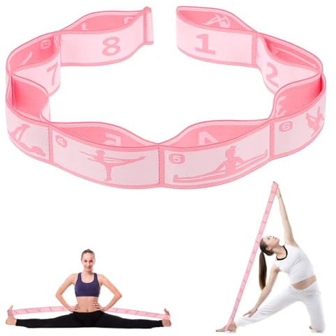HJZHII Yoga Stretching Band mit 8 Schleifen,Yoga Stretching Strap,Fitnessbänder Band Fitness Stretchband Yoga Band mit Schlaufen Stretch Gurt Hochelastischer Gymnastikband Upgrade Erweitern Spannband