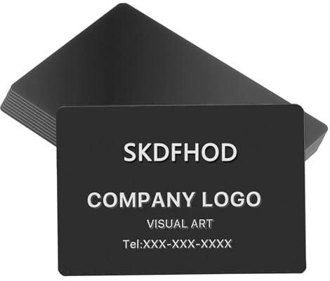 SKDFHOD 50 Stück Metall Visitenkarte, Schwarz Aluminium Namenskarte, Visitenkarten Personalisiert, Beeindruckende Rohlinge Aluminium Visitenkarte Leere, für Bürokunden DIY Geschenkkarten (86 x 54 mm)