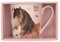 Depesche 13559 Miss Melody Dusty rose, chevaux, motif floral et proverbe, tasse en porcelaine avec anse, contenance env. 300 ml, Multicolor, 9,8 x 14 x 10 cm