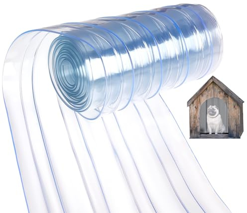 BENECREAT Striscia di Ricambio In Vinile di Plastica Da 3 m, Tenda In PVC Trasparente A Coste Da 183mm di Larghezza per Sportello Della Cuccia Del Cane, Inverno, Congelatore, Commerciale, Blu