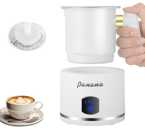 Panana Milk Frother Steamer Automatic Milk Frothers, 4 in 1 Large Capacity 430ml Milk Warmer for Latte Coffee Cappuccino