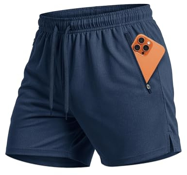MAGCOMSEN Men's Athletic Running Shorts Quick Dry 5 Inch Gym Shorts Navy, M