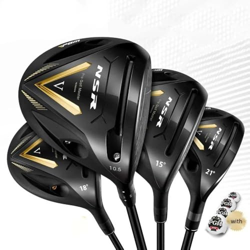 Nya golfklubbor män titanlegering huvud höger hand nr.1/3/5/4H hybrid järn trä klubbstång hög studsning låg CG golfförare klubbar (4H järn, S kol)