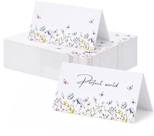100 stycken bordskort födelsedag 8,9 x 5 cm bordskort bröllop | Bordskort bröllop blommor för självmärkning för bröllop födelsedag nattvardsgång dop