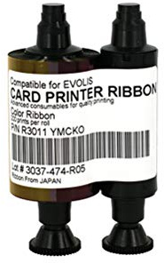 R3011 YMCKO Ribbon for Evolis Pebble Dualys 3 Securion Card Printers, 200 Prints