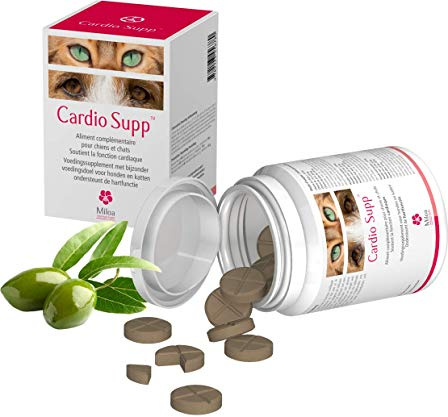 MILOA Cardio Supp 60 comprimés, Aliment complémentaire pour Chien Chat et NAC, Protege Le Coeur et DIMINUE l' ESSOUFFLEMENT et la Fatigue, THÉ Vert, Olivier, Omega 3, Taurine, COENZYME Q10