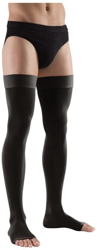 Medias de Compresión Médicas Hasta el Muslo con Banda de Silicona, Punta Abierta & Talón Reforzado — Clase II (23–32 mmHg) — Unisex para Várices & Piernas Cansadas