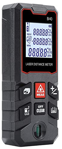 Telémetro Láser 40M,Kingcenton Medidor Laser con Niveles de Burbuja,Unidad M/in/ft/ft + in, retroiluminación LCD, P54,Precisión ± 1.5 mm Metro Láser Profesional