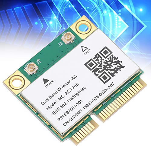 Mini Tarjeta PCIE MC-AC7265, Tarjeta Inalámbrica WLAN Adaptador de Red de Doble Banda 2,4G/5G Tarjeta de Red WiFi, para Ordenador Portátil PC 8 10