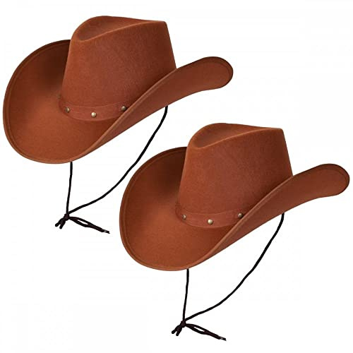 2 x Texan Cowboy Brown Hats