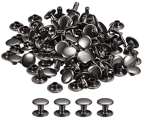 QUARKZMAN 50 Set Leder Nieten 9mm Runde Nieten Hohlnieten Doppelt Kappe Nieten 8mm Höhe Metall Nieten Niete für Leder Handwerk Reparatur DIY Geldbeutel Gürtel Taschen Schuhe Rotguss
