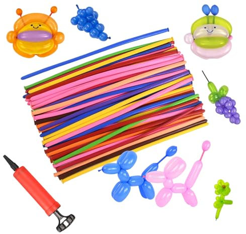 100 pcs Modellier Luftballon,Modelierluftballon Bunt,Lange Luftballon,Magic Luftballons,Diy Magische Ballons,Ausgestattet mit einer Handpumpe,Für Kindergeburtstage,Partys,Hochzeiten,DIY Dekorationen