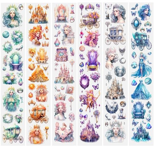 Kraeoke Set di 6 rotoli di nastro Washi in PET Washi Stickers Retro Scrapbook Stickers Colorato Album Fotografico per Bullet Journals, fai da te e pacchetto regalo