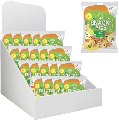 Alfano dal 1940 Mix Protein Snack & Go 20 Pacchetti Monoporzione da 25g Frutta Secca Anacardi Naturali, Ananas Disidratato, Mandorle Sgusciate, Pinoli e Semi di Zucca