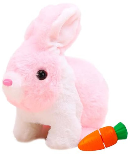 Lapin rebondissant, jouet de lapin rebondissant, petit lapin parlant, petit lapin, jouet en peluche qui fait des sons et des oreilles et du nez bougent, lapin en peluche pour Pâques et Noël