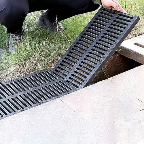 Jievmrs Abflussgitter Abflussgitter für Einfahrten/Außenbereiche, Robustes Regenrinnen-Abflusssieb, Gitterrost, Rutschfestes Abflusskanalgitter für Rasenflächen(60X40X5cm/23.6X15.7X2in)