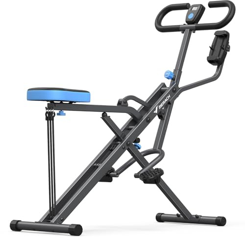 MERACH 2 in 1 Squat Rowing Machine with Phone Pad Hold, Foldable | Home Gym Equipment for Full Body Workout, Glutes, Legs & Core, 3 Resistance Bands, MAX 158kg, 10 Min Assembly, R07 Pro
