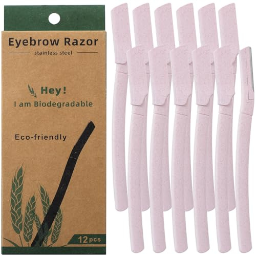 Thboxes 12 Pcs Dermaplaning Blades, Face Razors for Facial Hair, Pink | Peach Fuzz Removal, Fine Hair Trimming, Dead Skin Exfoliation, for Women, Men, Body Care, Travel, Home, Spa, Makeup Prep, DIY
