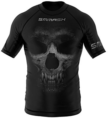 SMMASH Rashguard Uomo Manica Corta, Maglietta a Compressione MMA Krav Maga BJJ Grappling Running Palestra, Canotta Palestra Traspirante Leggero, Maglia in Materiale Antibatterico, Prodotto dell'UE