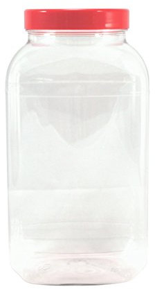 Britten & James Plastic Jars Large Square 4430ml Red Lids [Pack of 5]