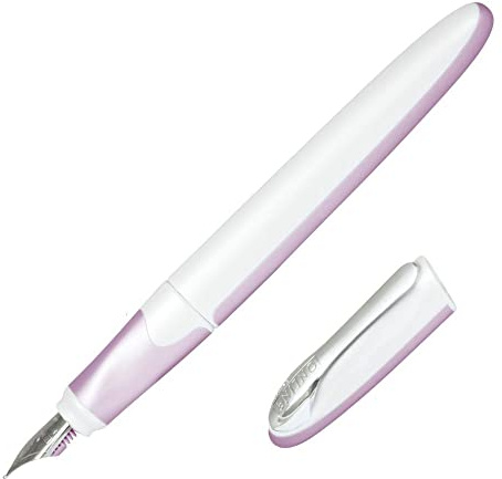 Online Füller Air Pastel Lilac, hochwertiger Patronenfüller in ergonomischem Dreiecks-Design, lila/weiß, Feder Strichstärke M, für Standard-Tintenpatronen oder Konverter, inklusive Kombipatrone blau