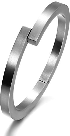 WISTIC Silver Men's Cuff Bracelets, Magnetic Clasps Bangle Bracelet for Men, 316L Stainless Steel Metal Cool Antique Retro Open Bracelet for Father Dad Papa