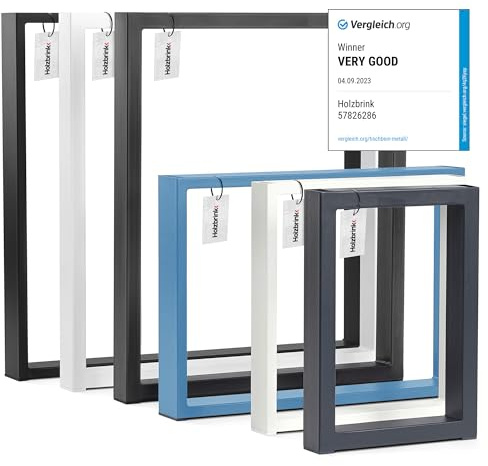 HOLZBRINK Gamba per tavolino da salotto in metallo bianco 30x43cm HLT-01 | Gamba per panca, console, mobile basso | Profilo metallo 60x30 mm, stabile