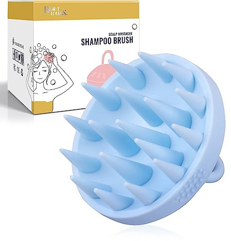 Kopfhaut Massagebürste Haarwaschbürste 100% Silikon Haarmassagebürsten Shampoo Bürste Scalp Massager für Peeling und Kopfmassage, Nass&Trocken Haar Massagebürste, Kopfmassage Bürste Haarwachstum Blau