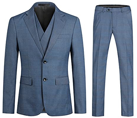 Allthemen Completo da Uomo 3 Pezzi Abito a Righe Slim Fit Suit Uomo Tuto per Matrimonio d'Affari 631# Blu M