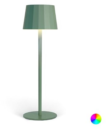 Wilmà Rainbow Lampada da Tavolo Design Senza Fili Impermeabile IP54 in Alluminio Autonomia 23 Ore, Lampada Dimmerabile Led RGB Ricaricabile con Touch Control e Sistema Antiribaltamento (Verde salvia)