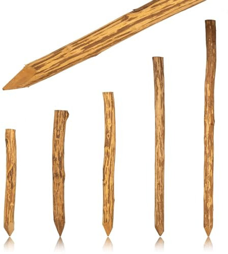 BooGardi Zaunpfahl Haselnuss imprägniert Länge 90 cm 5er Set · viele Größen · angespitzte runde Holzpfosten · Staketenpfosten für Staketenzaun · Baumpfähle
