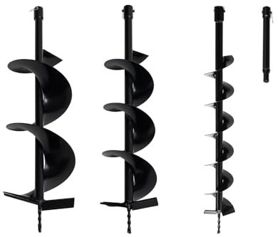 Froulaland 52 cc Benzina Trapano a terra per recinzioni postali e 1 Extns 3 pezzi fossa Digger trivella fossa digger trivella con diametro 3 punte per trapano (3 punte)