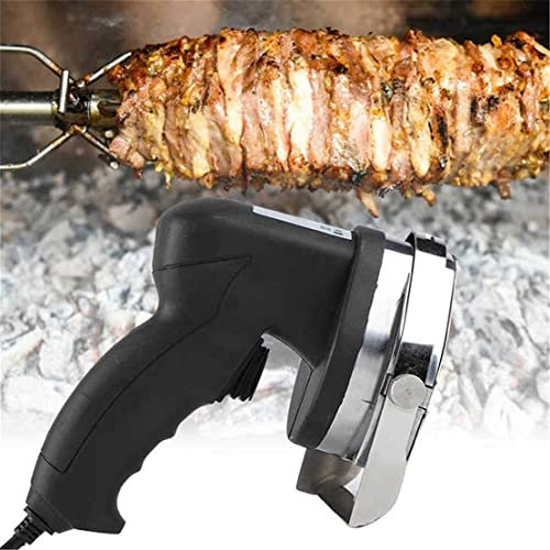 MLUENF Couteau à Kebab Turc portatif 80 W, trancheur de Kebab électrique, Couteau Professionnel Shawarma Doner Kebab, Machine de Coupe de Viande en tranches Commerciale en Acier Inoxydable, Batterie
