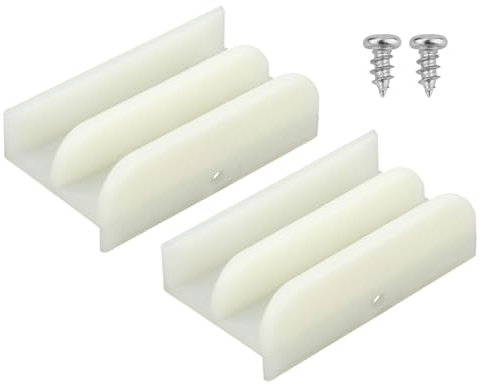 2pcs M6219 Sliding Shower Door Bottom Guide with Screws, Plastic Shower Door Guide for Sliding Doors 0.59 Inch Wide Channel Shower Door Track Guide for Glass Shower Doors