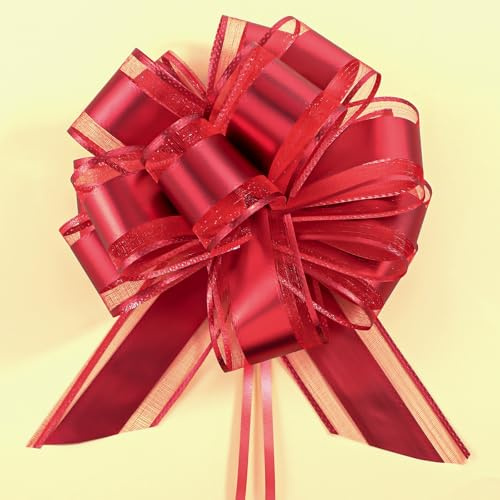 10 lazos grandes para regalo de 18 cm, con cintas de regalo, lazos decorativos para manualidades, embalaje, boda, embalaje de regalo de cumpleaños (rojo)