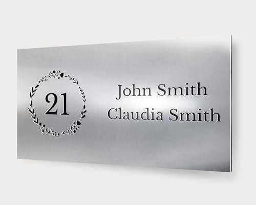 LIENZODECOR Placa de Buzón Grabado 12,5x5 cm |Plastico con Efecto en Aluminio Metalizado | Decoración Hogar