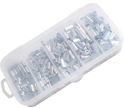 Brrnoo Kit Connettori Manicotti a Crimpare in Alluminio da 500 Pezzi, Kit Manicotti a Crimpare da Pesca, Manicotti a Crimpare a Canna Singola e Doppia in 5 Misure per Lenza, Set (200PCS)