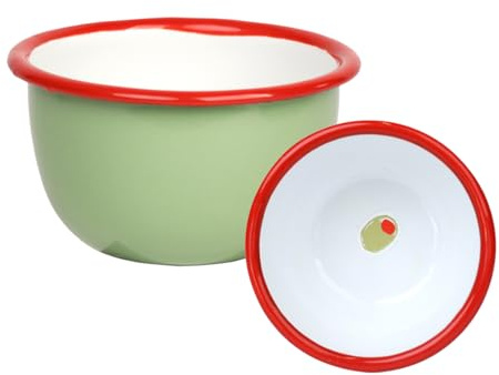 Talking Tables bol en émail Bon Appetit fait main vert vintage 10cm durable pour snacks cacahuètes chips olives sauces dips fruits léger facile à nettoyer compatible lave-vaisselle