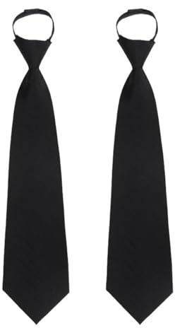 Lot de 2 Cravates Noires pour Femme, Cravate longue, Cravate Fine