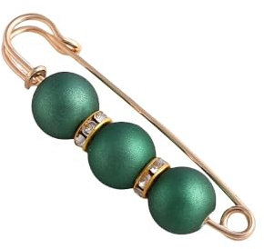 Rockreyoa 10 Stück Broschen für Kleidung Perlen Broschennadeln Strass Sicherheitsnadeln Künstliche Perlen Broschen Ausschnittnadeln Sicherheitsnadel Brosche Damen Brosche Strass Clip Grün（5.8CM）