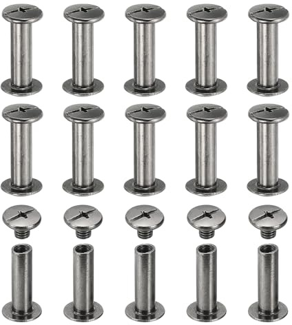 PATIKIL Chicago Screws, 60set M5 x 18mm Carbon Steel Phillips Head Screw Rivets Binding Screws Post Nail Rivet for Leather Belt Bag Backpack Craft Bookbinding, Black