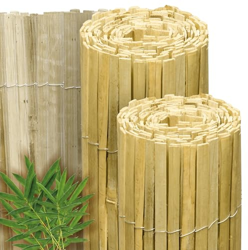 Sol Royal Schermo Frangivista Bambù Luminoso Brillante 120x600 cm – Stuoia in Bambù per Giardino e Balcone – Schermo Privacy Robusto Naturale Resistente alle Intemperie Frangivento Vendita – B33