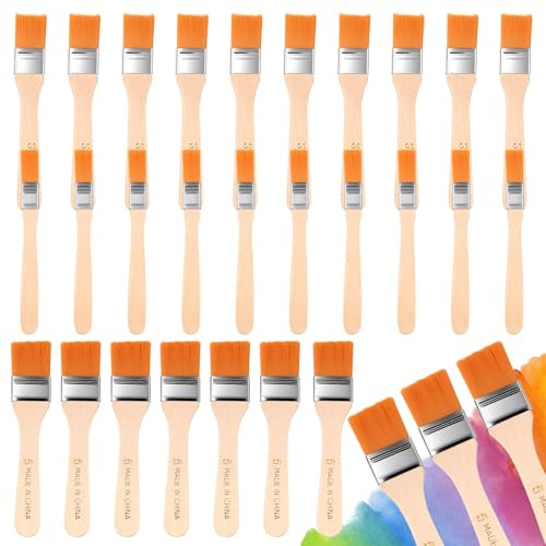 30 PzPennelli Pittura, Pennello Piatto per Acquerelli Smalto, Pennelli Piatti Set, Pennello per Vernici Largo, Pennelli per Vernice Acrilica con Manico in Legno per Pittura Acrilica, Colori ad Acqua