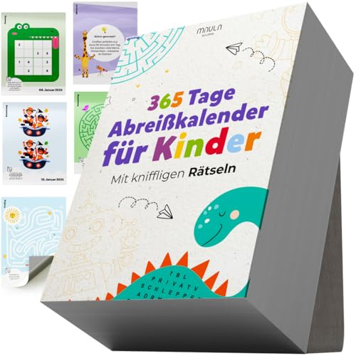 Abreißkalender 2026 Kinder – Tageskalender 365 Geschichten Rätsel Übungen