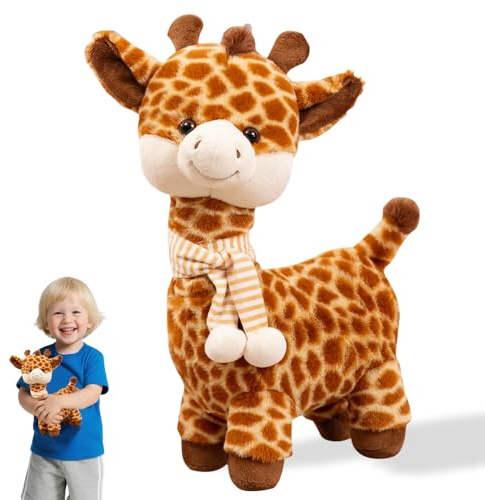 WDKXCN Giraffe Kuscheltier, 30CM Giraffe Puppe, Giraffe Plüschtier mit Schal, Spielzeug Puppe Geburtstagsgeschenk, Giraffen Kuscheltiere Süß Geburtstagsgeschenk für Kinder