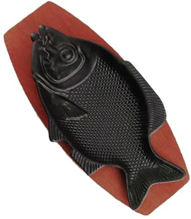 SHOWERORO Plato de Pescado de Hierro con Base para Barbacoa Bandeja para Aperitivos y Snacks Bandeja para Servir Comida Fiestas y Banquetes Diseño y Superficie Fácil de Limpiar