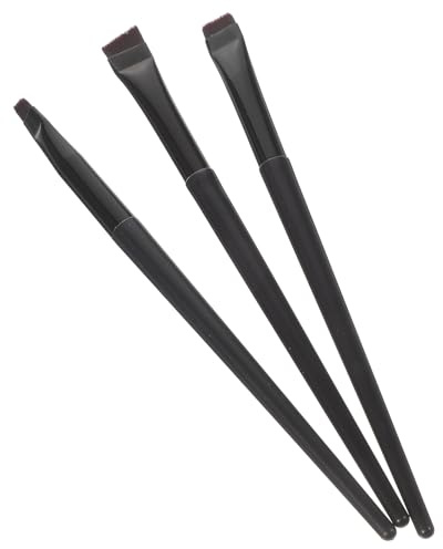 OSALADI Pinceles Delineadores de Ojos 3 Piezas Mango Negro, Pincel Plano Grande, Biselado Mediano y Plano Pequeño para Cejas y Sombras, Herramienta de Maquillaje Profesional para Uso