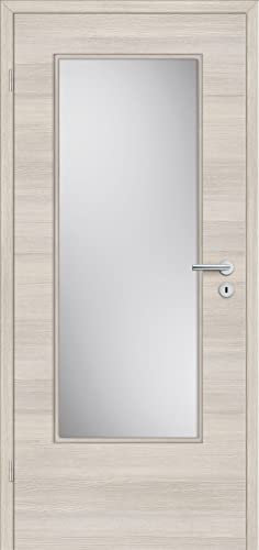 HORI® Zimmertür CLP Weiß Klarglas ESG Röhrenspan Rundkante Innentüre, Türblatt, passende für alle Standard Zargen mit DIN Größe I 1985 x 860 mm I DIN Links