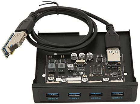 Front Panel PCIE zu USB 3.0 Hub mit 4 Ports, 3,5 Zoll PC Front Panel Interner Kartenleser PCIE USB Adapter mit 4 X USB 3.0 Output Port für Computer Gehäuse Front Bay