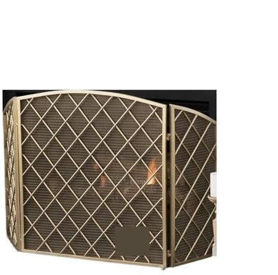 Funkenschutzgitter Einfache Gold-Schwarz-Farben-kreative Kamin-Schirm-Partition DREI Falten mit Maschen-Kamin-Zaun-Schirm Feuerschirm (Color : B)
